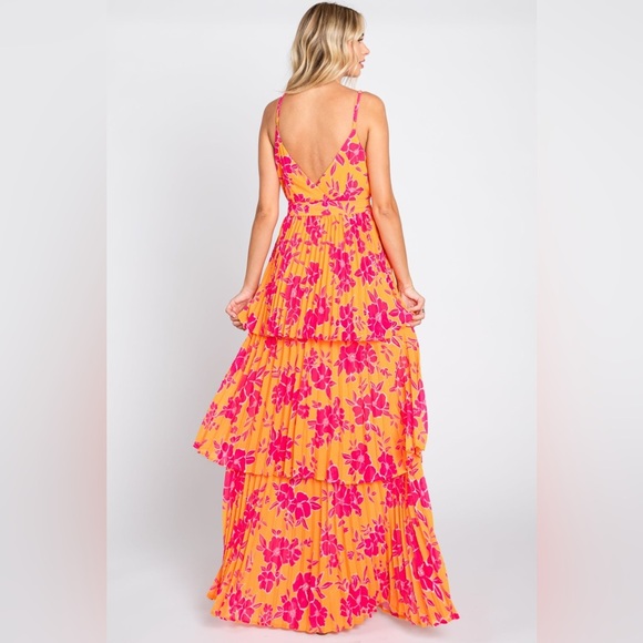 Pinkblush flying tomato floral pleated tiered maxi dress nwot - Picture 3 of 4